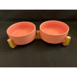 Ceramic and Bamboo Dog/Cat Water/Food Bowls